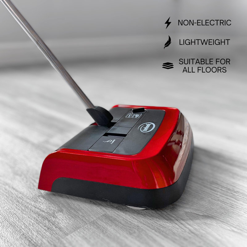 Red and Gray Cordless Manual Floor and Carpet Sweeper