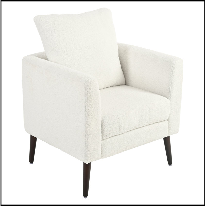 Comfortable Mid Century Lounge Chair with Plush Pillow for Various Rooms, White