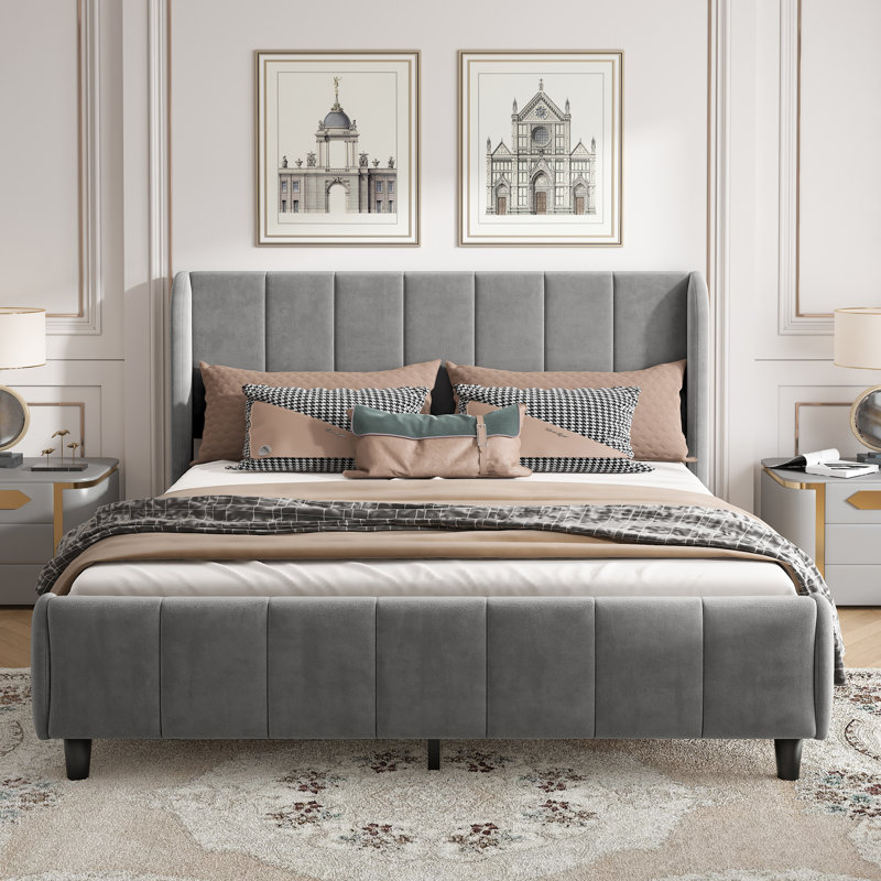 Daycia Upholstered Single (3') Velvet Bed Frame