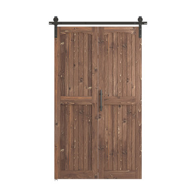84'' Assembled Solid Wood Bi-Fold Barn Doors with Installation Hardware Kit