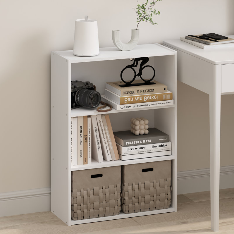 Bessan Bookcase, (3 Shelves) 32" H x 23" W x 10" D, Particle Board White