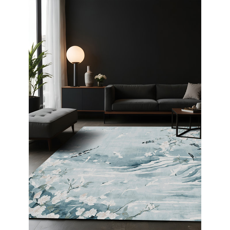 Tapis gris soyeux et moelleux, Carré 3 pi