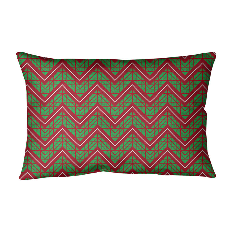 Coussin lombaire à chevrons, Vert / Rouge