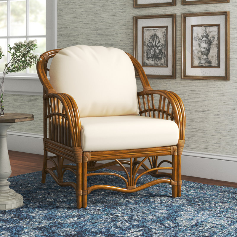 Fauteuil en coton l 33 po Acworth, Blanc, Grège naturel Dening