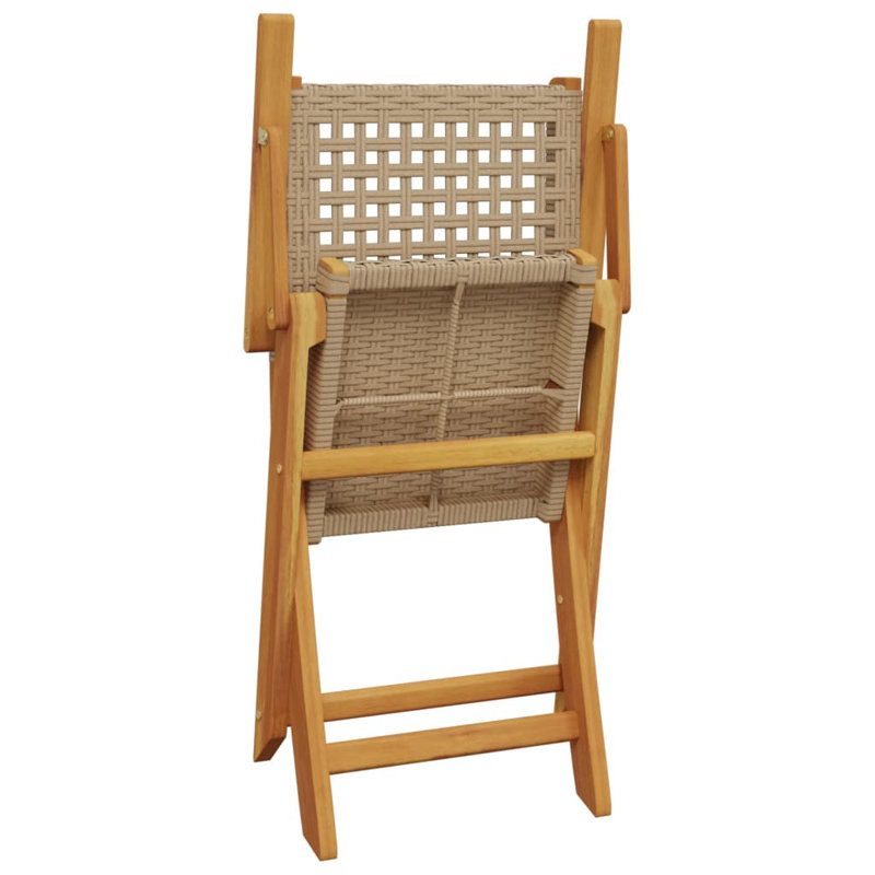 5 Piece Garden Dining Set Poly Rattan And Solid Wood, Beige