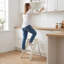 Escabeau pliable 2 en 1 et tabouret de bar, escabeau antidérapant à 3 marches avec tablette de rangement, échelle pliable peu encombrante pour la cuisine à domicile-1211442314
