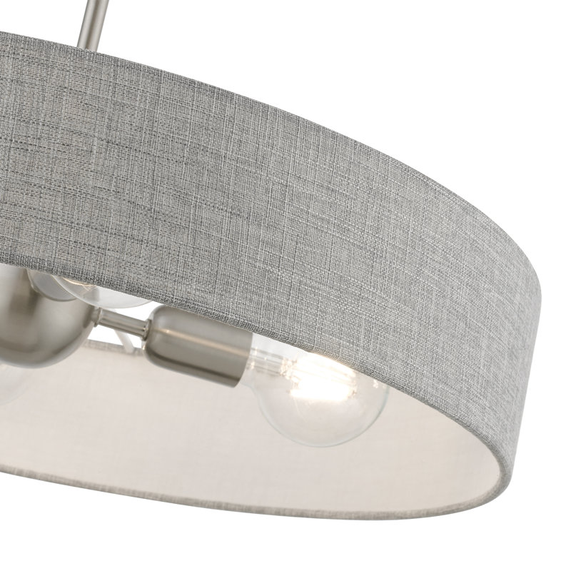 Silke 4 - Light Dimmable Drum Chandelier, Brushed Nickel/Shiny White