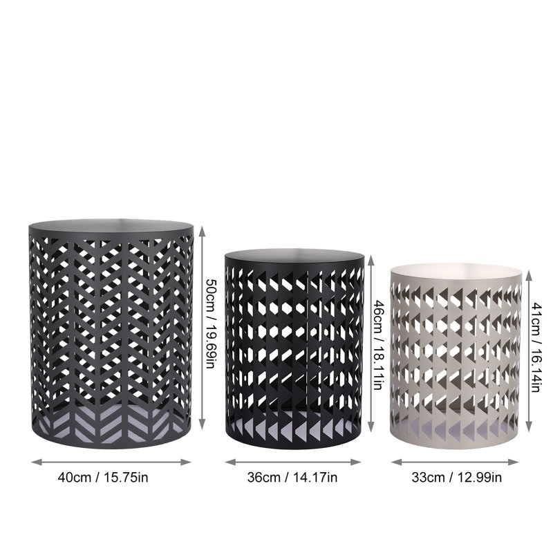 Round End Table Side Table, Nesting Round Metal Coffee End Tables Set of 3 Modern Furniture Nightstands Decor Side Tables Plant Stand