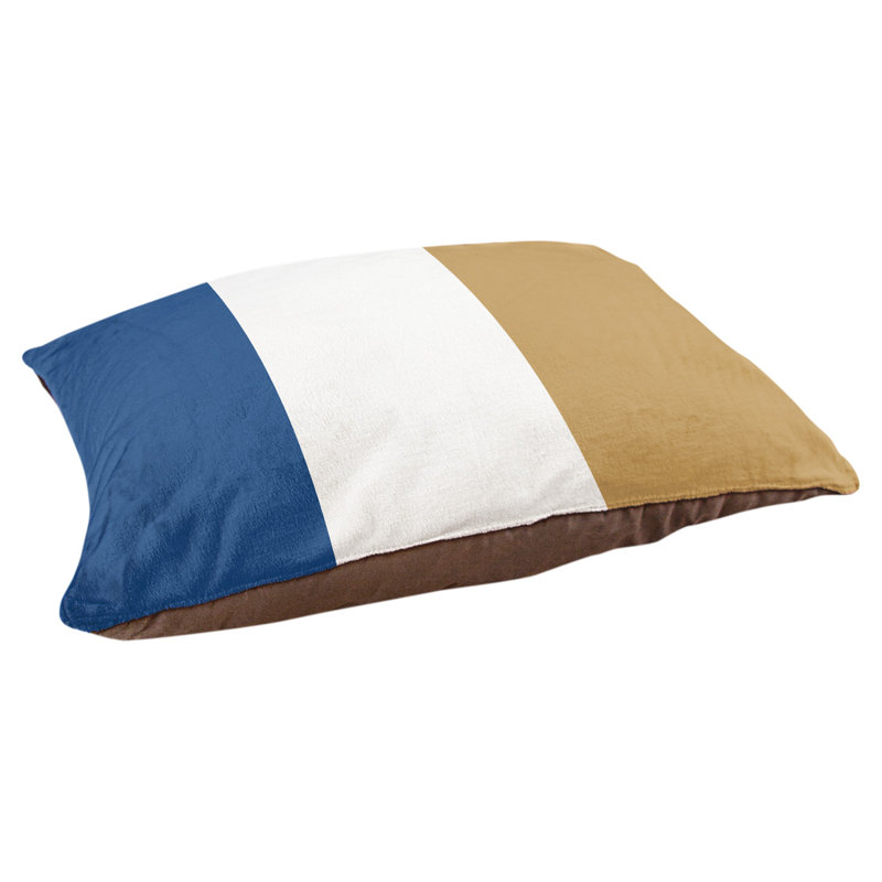 Coussin rectangulaire designer Kansas City, Moyen (L 30 po x l 40 po), Bleu royal / blanc / or