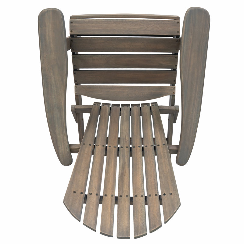 Acacia Wood Adirondack Chair For Outdoor Space, Light Gray