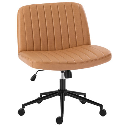 Avicia 26" Wide Seat Criss Cross Legged Office Chair, Armless Office Desk Chair With Wheels