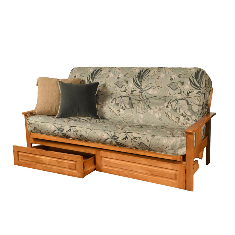 Le cadre de futon double Stratford comprend des tiroirs de rangement et un matelas, Noyer cendré, Pluie Takara, Innerspring