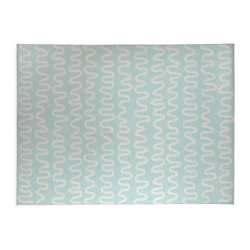 Tapis de bureau à rayures Wiggle, L 3 pi x L 2 pi, Bleu clair