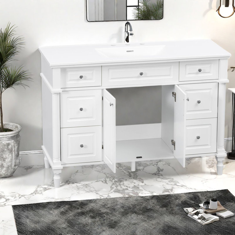Freestanding Standard With Resin Top, Blanc