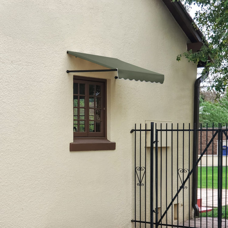 Auvent fixe en tissu acrylique rétro Awntech Dallas, Sauge, H 18 po x l 88,5 po x P 24 po