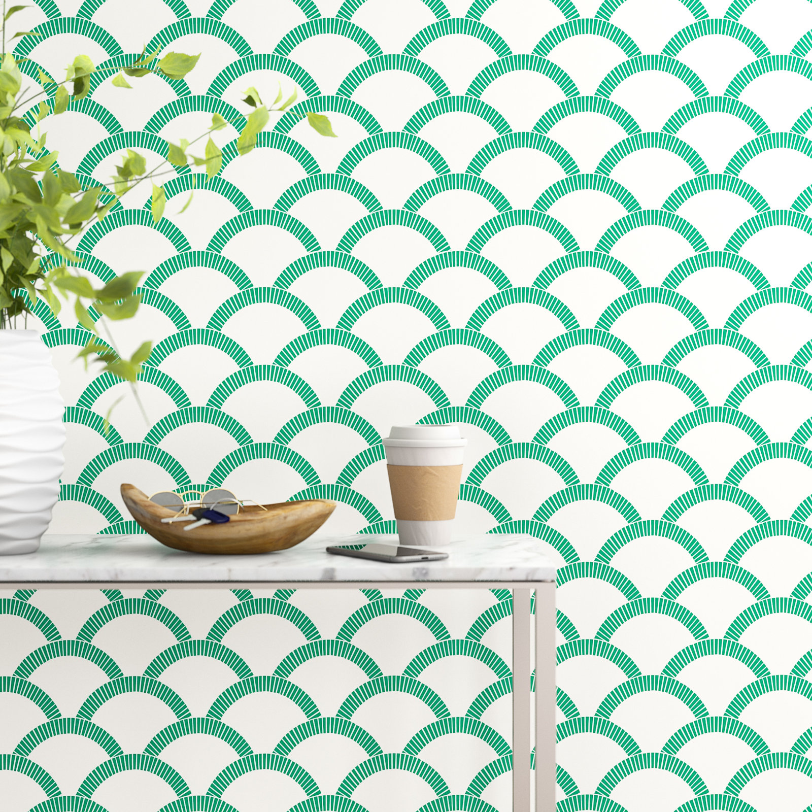 Julietta Self-Adhesive Wallpaper Roll, Emerald Green, 1.75 kg
