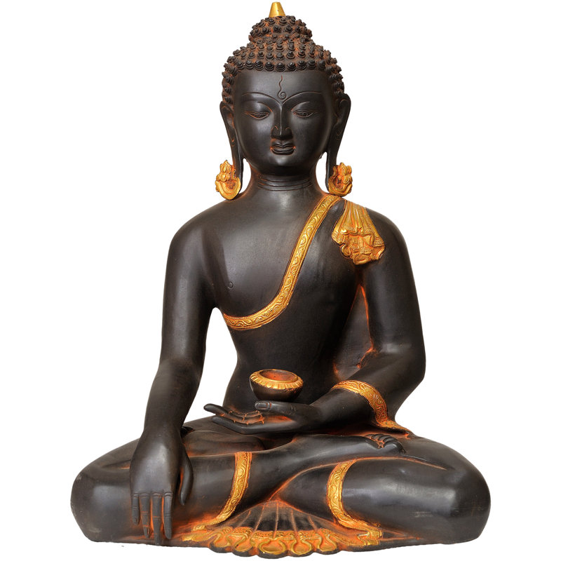 Statue de Bouddha en laiton fait à la main 19 po Bhumisparsha Mudra
