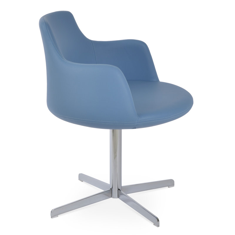 Derviche 4 étoiles chaise, Chrome, Similicuir - Bleu