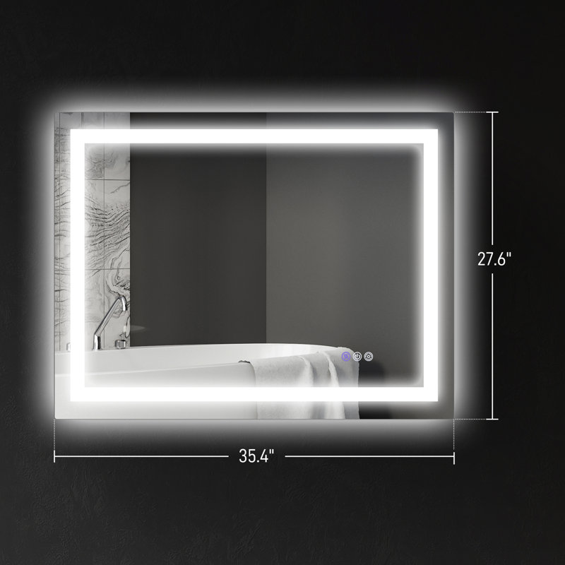 LED Bathroom Mirror with Lights, 35.4" x 27.6"