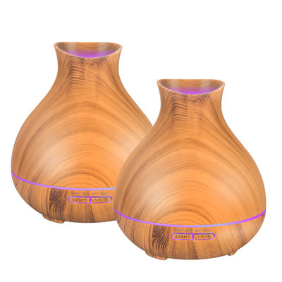 2 PCS Aromatherapy Essential Oil Diffuser, 550ml Ultrasonic Humidifier, Waterless Auto-Off, 7 LED Colours, Cool Mist for Large Rooms & Home