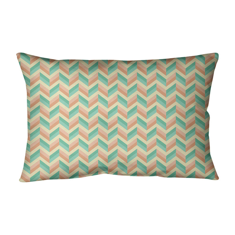 Oreiller rectangulaire en lin Katelyn Elizabeth, Pas de bourre, Vert / Orange