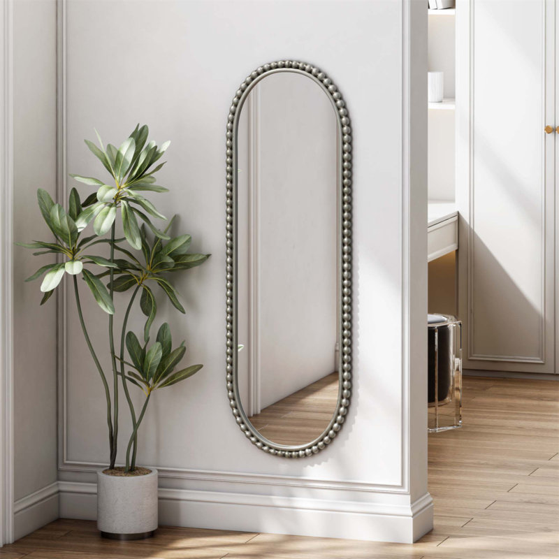 Iron Art Oval Retro Mirror, Antique Effect, Wall Hanging, Suitable For Living Room, Bedroom, and Entrance, Silver