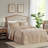 3 Piece Split Corner Pleated Quilted Bedspread Khaki King-117515535-117515537