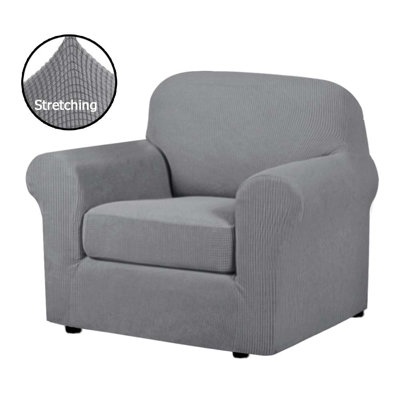 Box Cushion  Armchair  Sofa Slipcover  Machine Washable Cover Rich Textured High Spandex Small Checks Knitted Jacquard Sofa Slipcover with Cushion Covers