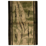 Hand Knotted Wool Area Rug in Light Green And Green