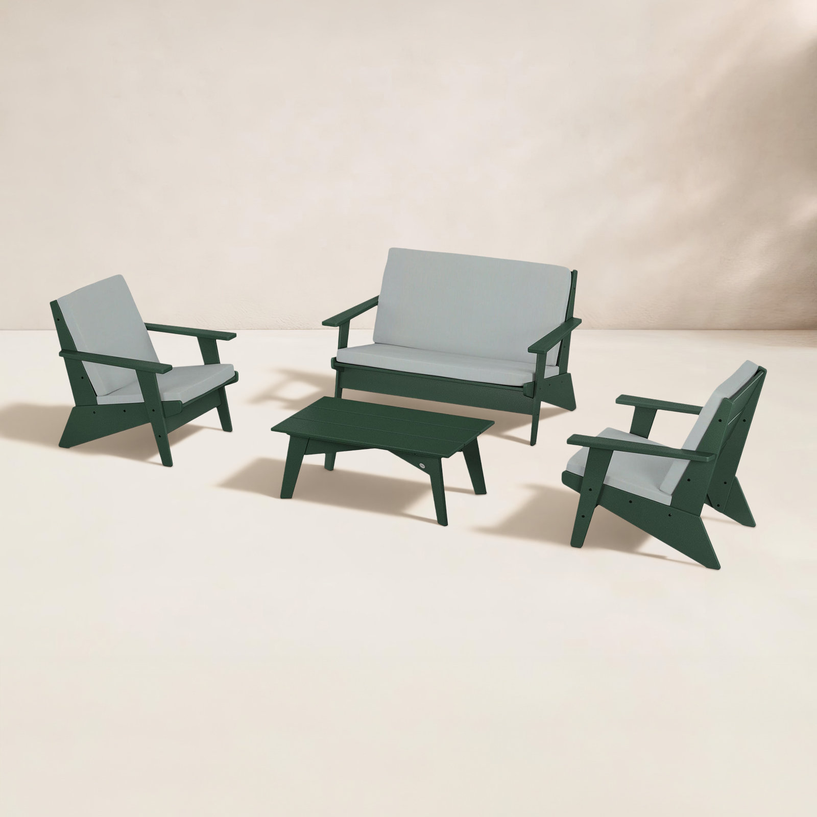 POLYWOOD® Riviera 4-Person Patio Seating Group, Spa, Green