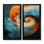 Orange bleu sarcelle abstrait, ensemble de 2 reproductions sur toile abstraites