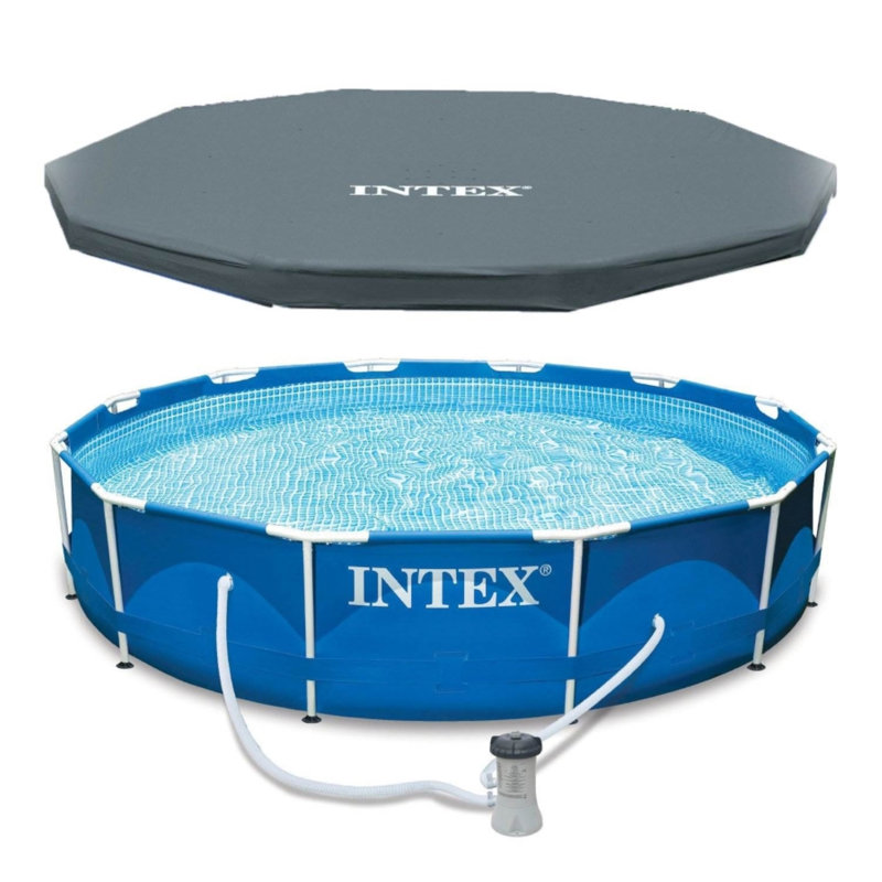 Metal Round Frame Set Pool 30'' H x 144'' W x 144'' L , with Pump Included