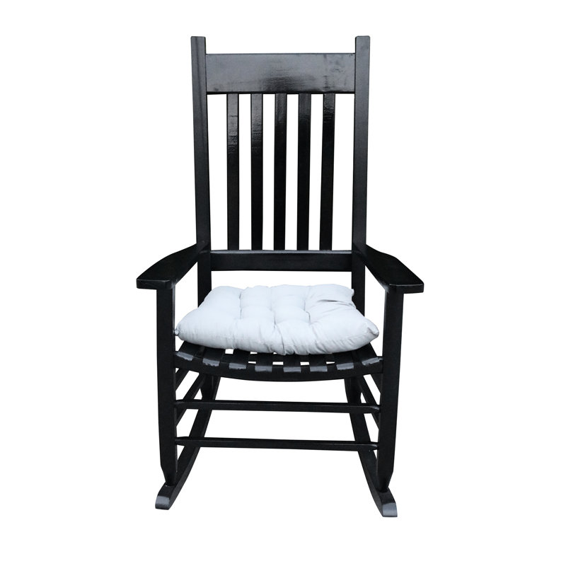 Black Wooden Rocking Chair For Porch, Constructed With Solid Hardwood, Includes A Cozy Seat & Armrest, Slatted Back, Easy Assembly, 250Lbs Weight Limit Porch Rocking, Crafted From Comes Generous