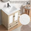 Meuble-lavabo moderne avec 1 tiroir et lavabo avec charnières dissimulées réglables à 6 positions à fermeture en douceur et fonction porcelaine cuite à 1280C