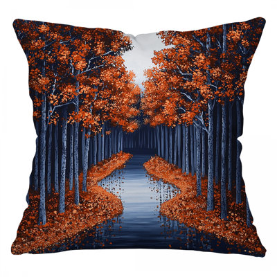 Autumn Forest Throw Pillow, Nature Cotton Twill Pillows