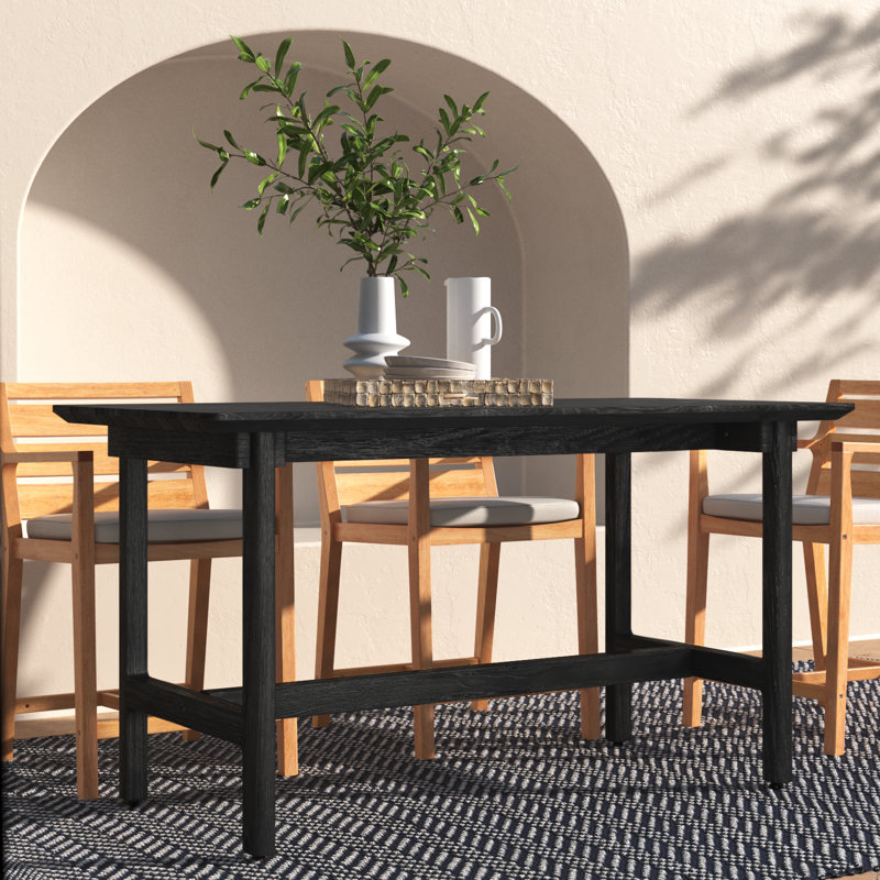 Dawn 66.93'' Teak Outdoor Bar Table, Black