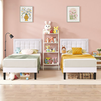 Ensemble de base de lit tapissier simple de 2 pièces avec tête de lit réglable Scarpaci, support de lattes en bois, aucun sommier requis, sans bruit