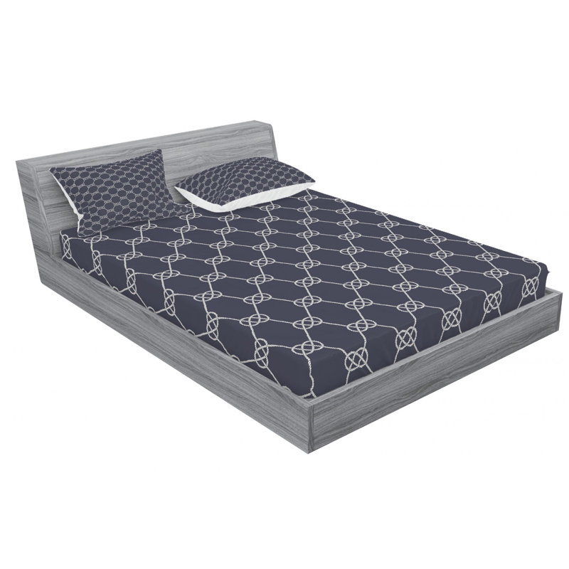Microfiber Geometric Sheet Set, Queen Sheet Set with Fitted Sheet