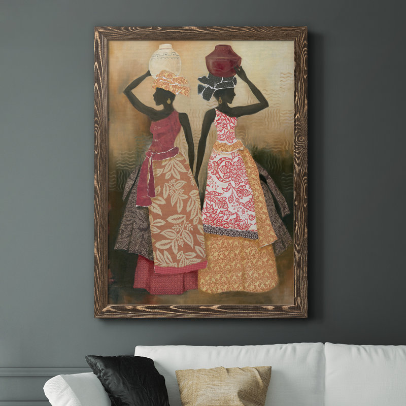 Village Village II - peinture sur toile encadrée, H 44 po x l 31 po x P 1 po, Toile avec cadre en noyer