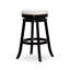 Tabouret de bar 30 po avec finition, revêtement en tissu beige relaxant, tabouret pivotant fonctionnel, coussin de siège, base en bois franc stable, liberté de mouvement à 360 degrés