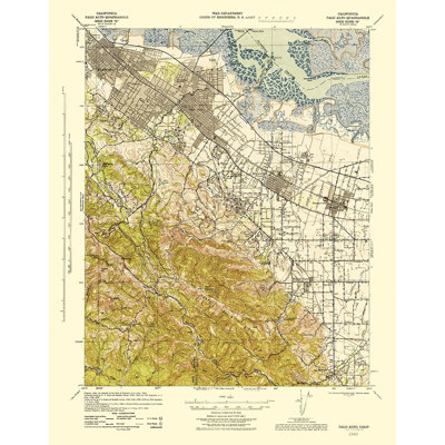" Palo Alto California Quad - USGS 1943 "