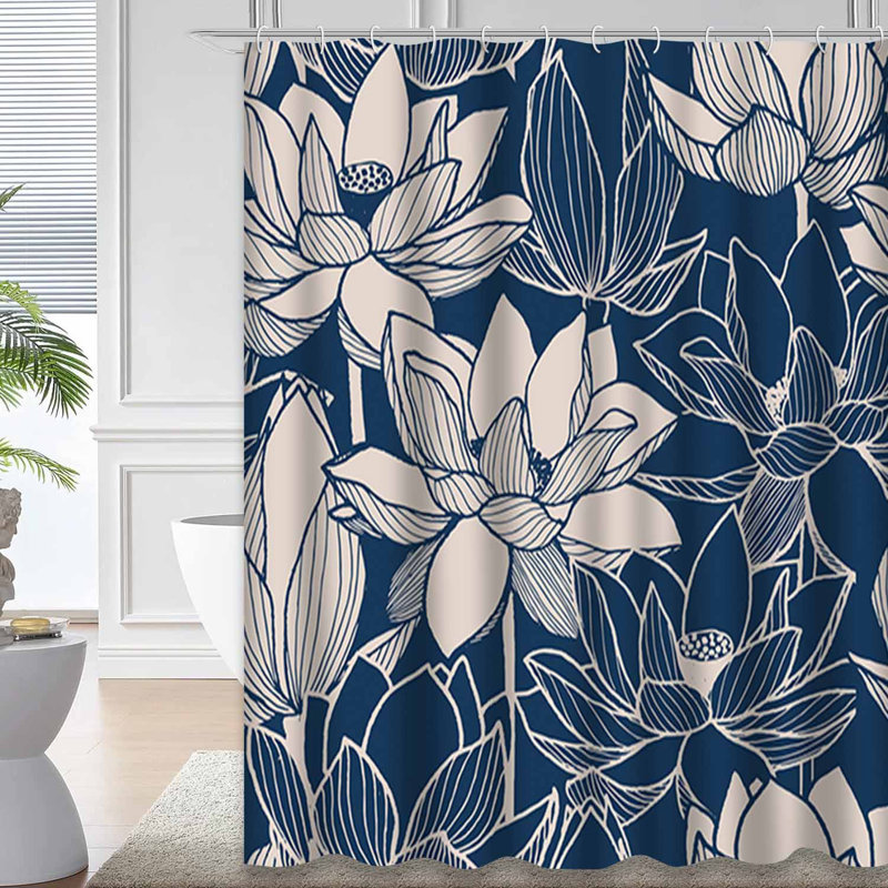Rideau de douche Flower Flower Lotus Blue, L 72 po x l 78 po