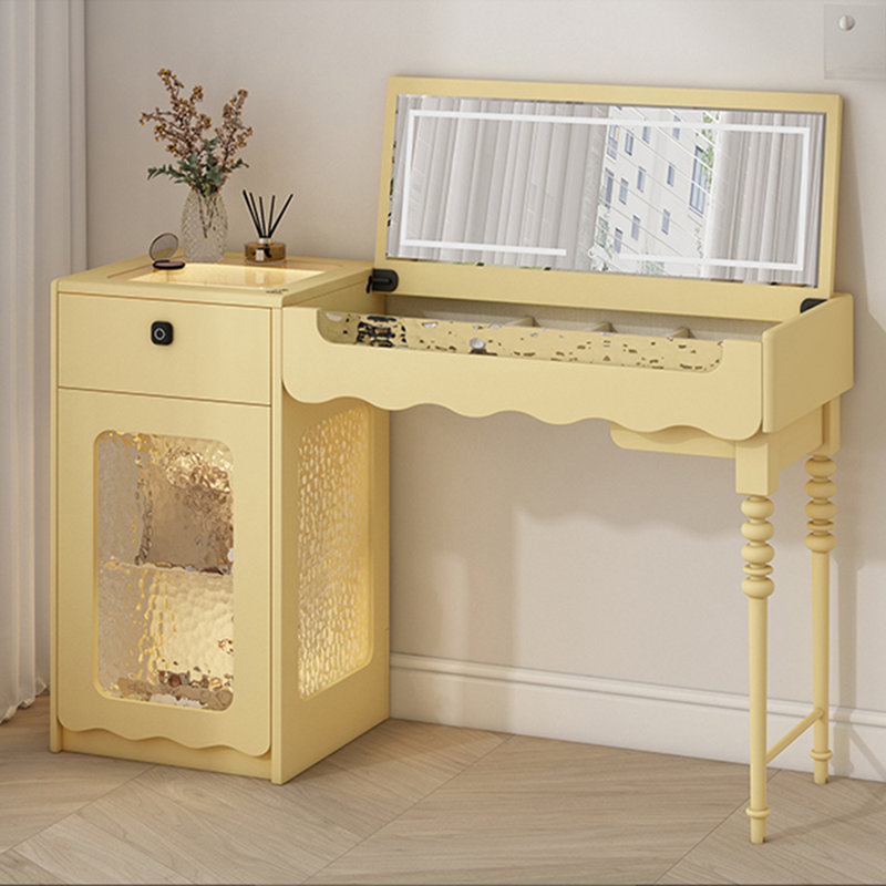 Commode créative multifonctionnelle en bois massif, Jaune