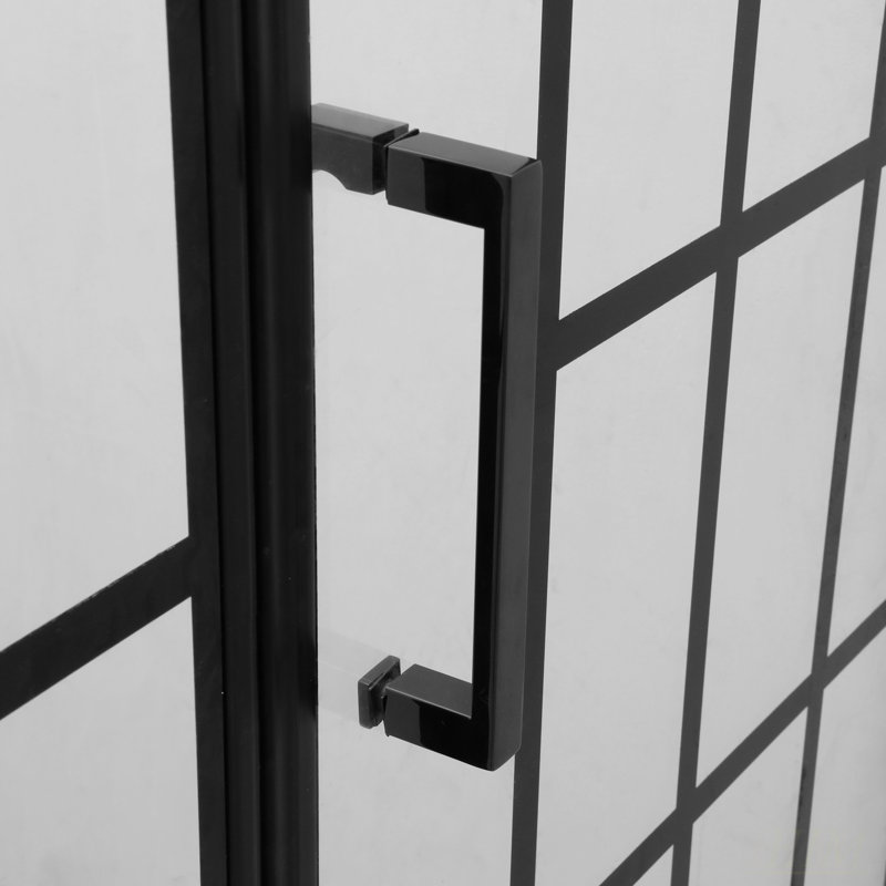 Porte de douche l 34 po x H 72 po sans cadre (10 mm), conception à entrée ouverte en noir mat