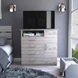 Khenadi Peru 4 Drawer Dresser with Vertical Cupboard & Open Shelf
