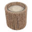 Bougie parfumée au jasmin en corde tressée pour la décoration du salon - Bougie moderne en verre pour table basse, étagère ou chambre - 10 cm, marron et transparent