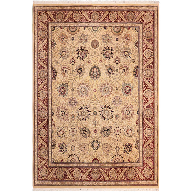 Tapis unique beige, noir et rouge 8 pi x 10 pi 2 po Pacious