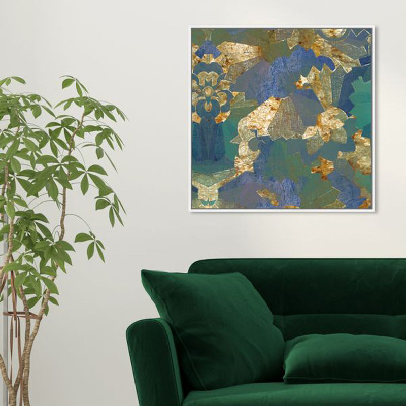 Turquoise Deco Painting, 17.5" H x 17.5" W