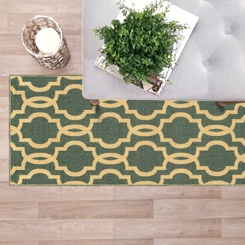 Tapis bleu sarcelle Cabott, Tapis de couloir 1 pi 10 po x 20 pi