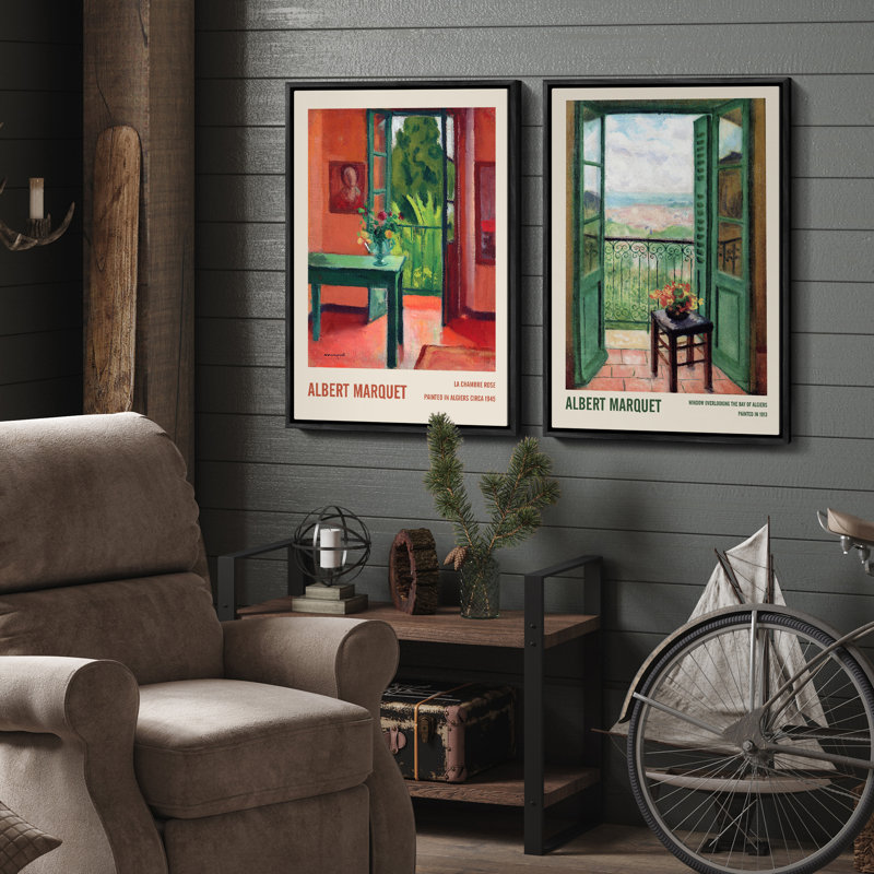 Framed Wall Art Vintage Antique Classic for Bedroom, Black, 24" H x 16" W